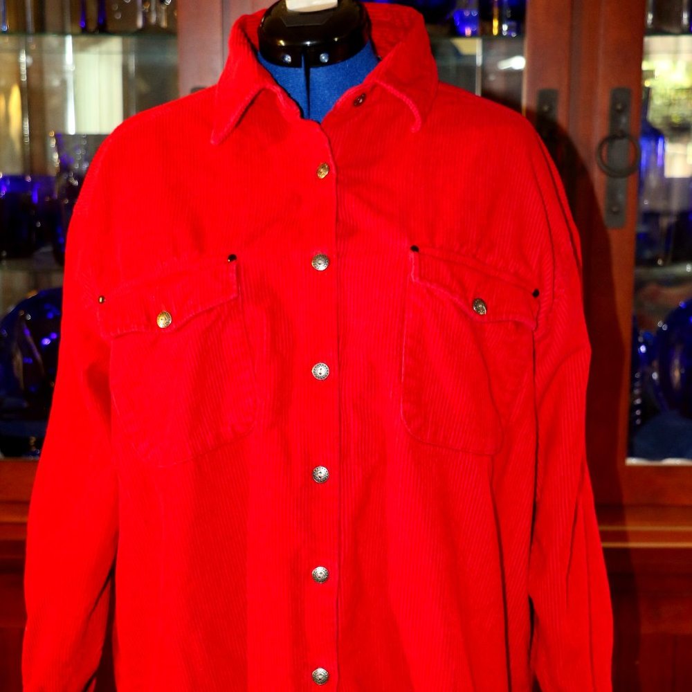 Women's Red Northwest Blue Wide-Wale Corduroy Shirt-Jacket- XL